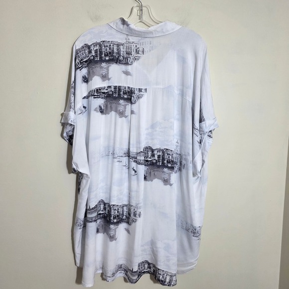 Jane + Delancey NWT Women Shirt Venice Scenic Print Button Down White Size 3X - Picture 3 of 14